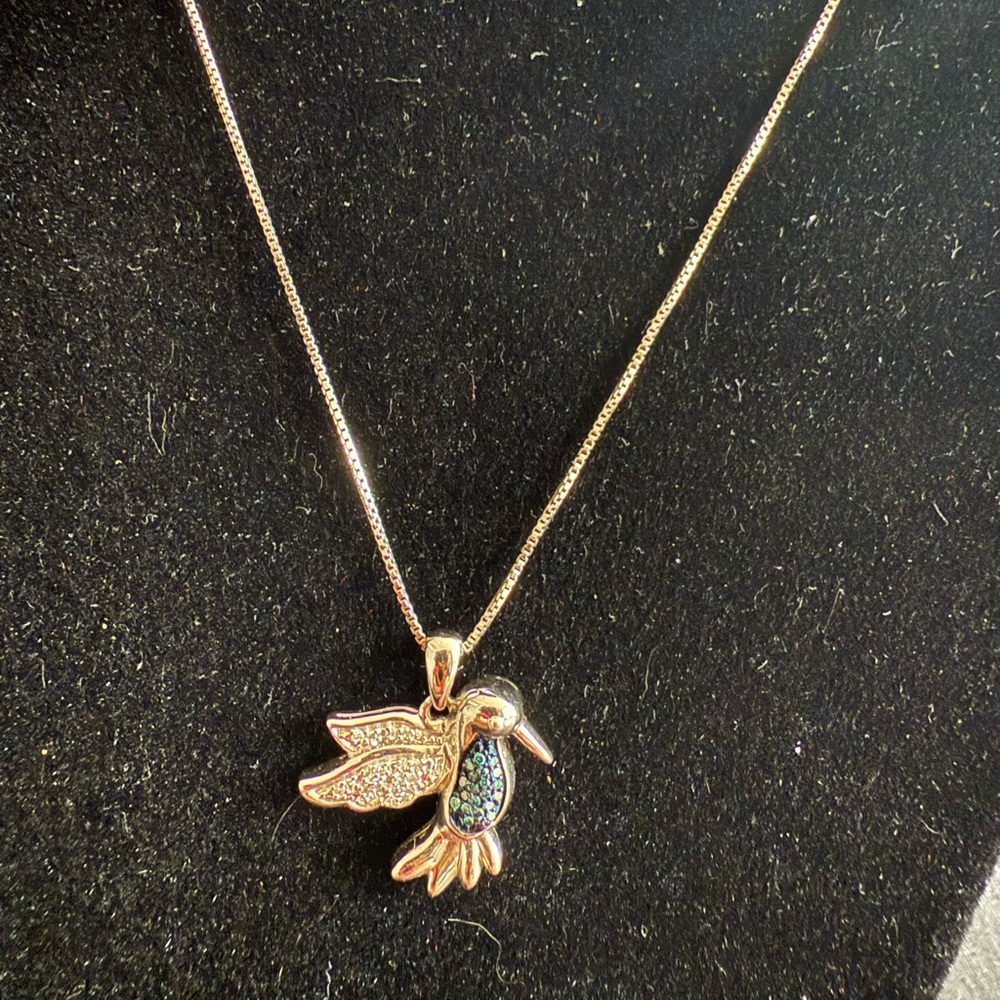 Sterling Silver Hummingbird Diamond Necklace by Karizma Spa, Italy.